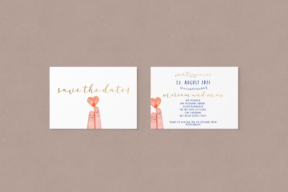 Nette  save the date karten Fingerchen||