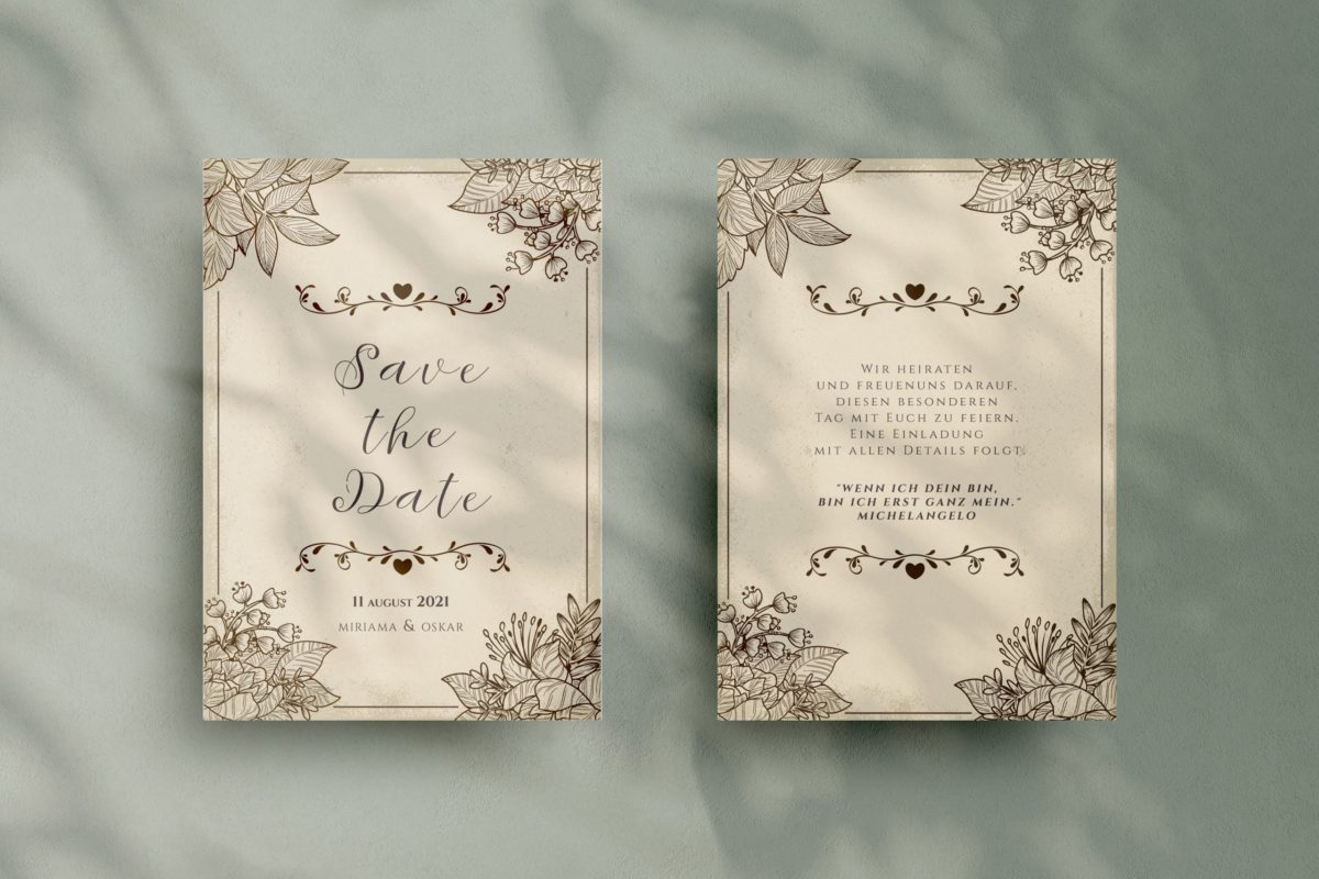 Stilvolle   Save-the-date Karte SSO81|GolderFrame_Flowers_WeddingInvitationPrintReady2|GolderFrame_Flowers_WeddingInvitationPrintReady2