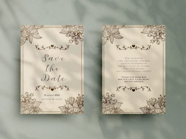 Stilvolle   Save-the-date Karte SSO81|GolderFrame_Flowers_WeddingInvitationPrintReady2|GolderFrame_Flowers_WeddingInvitationPrintReady2